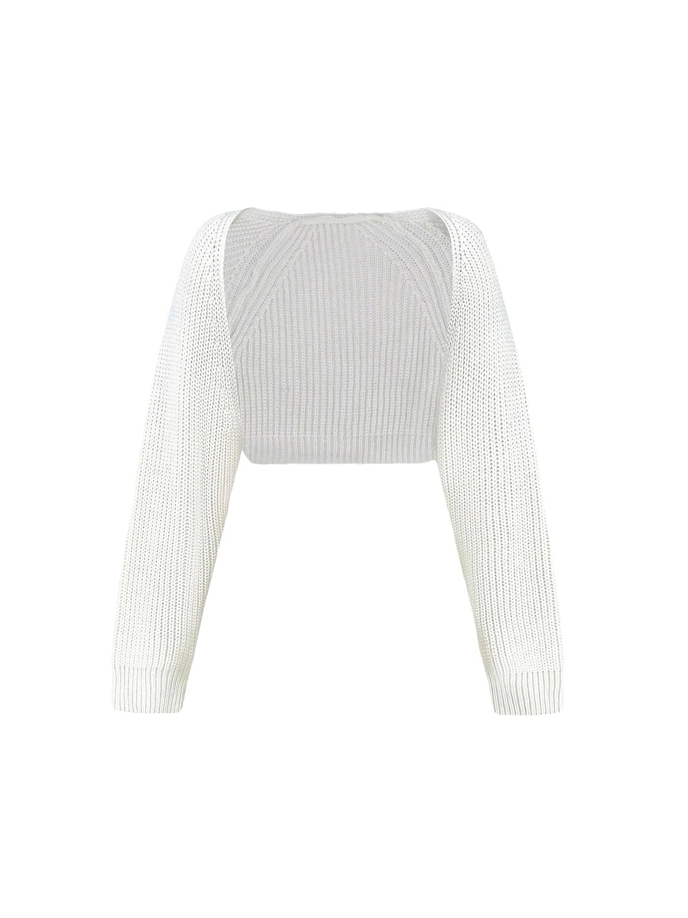 Shrug Raglan Sleeve Open Front Cardigan Elegant Solid Color Ribbed Knitted Cardigan for Spring & Fall Women'S Clothing