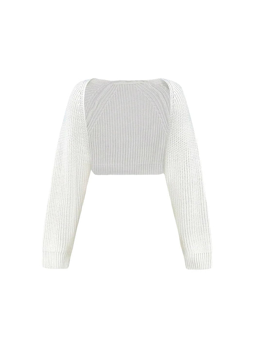 Shrug Raglan Sleeve Open Front Cardigan Elegant Solid Color Ribbed Knitted Cardigan for Spring & Fall Women'S Clothing